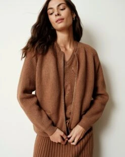 Better-Than-Wool Zip Cardigan - Classic Camel Itch-Free Sweater -UNIVERSAL STANDARD US September Sweaters0125