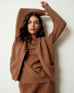 Better-Than-Wool Zip Cardigan - Classic Camel Itch-Free Sweater -UNIVERSAL STANDARD US September Sweaters0140