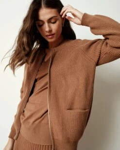 Better-Than-Wool Zip Cardigan - Classic Camel Itch-Free Sweater
