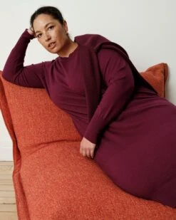 Savvy Fine Knit Everyday Sweater Dress in Gamay -UNIVERSAL STANDARD US September Sweaters0164