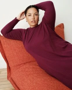 Savvy Fine Knit Everyday Sweater Dress in Gamay