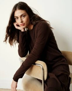 Savvy Double Knit Sweater Cardigan - Espresso -UNIVERSAL STANDARD US September Sweaters0254