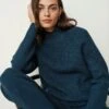 Wrap Neck Sweater for Women - Deep Teal Cozy Knit Pullover -UNIVERSAL STANDARD US September Sweaters0304