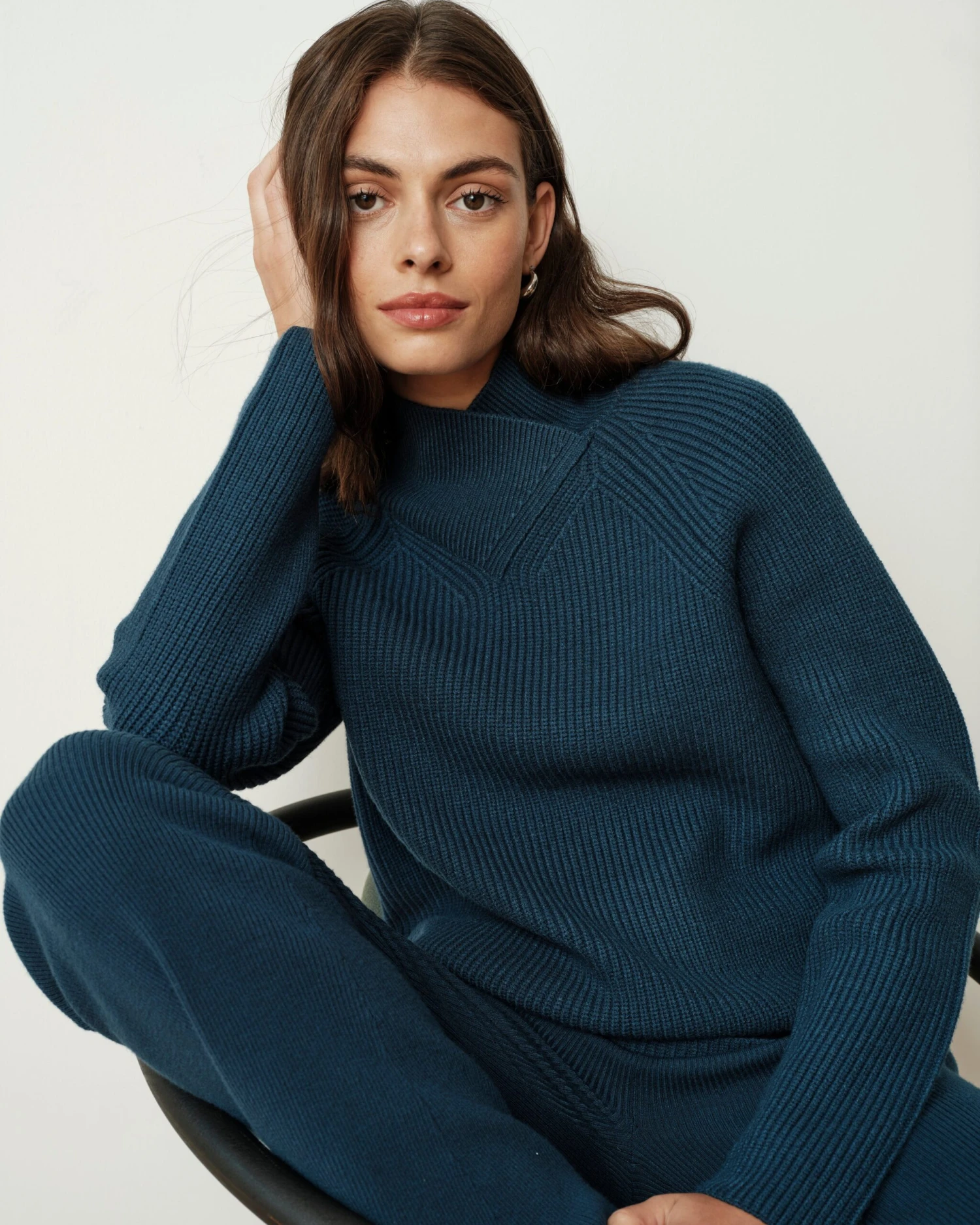 Wrap Neck Sweater for Women - Deep Teal Cozy Knit Pullover 3 Wrap Neck Sweater for Women - Deep Teal Cozy Knit Pullover