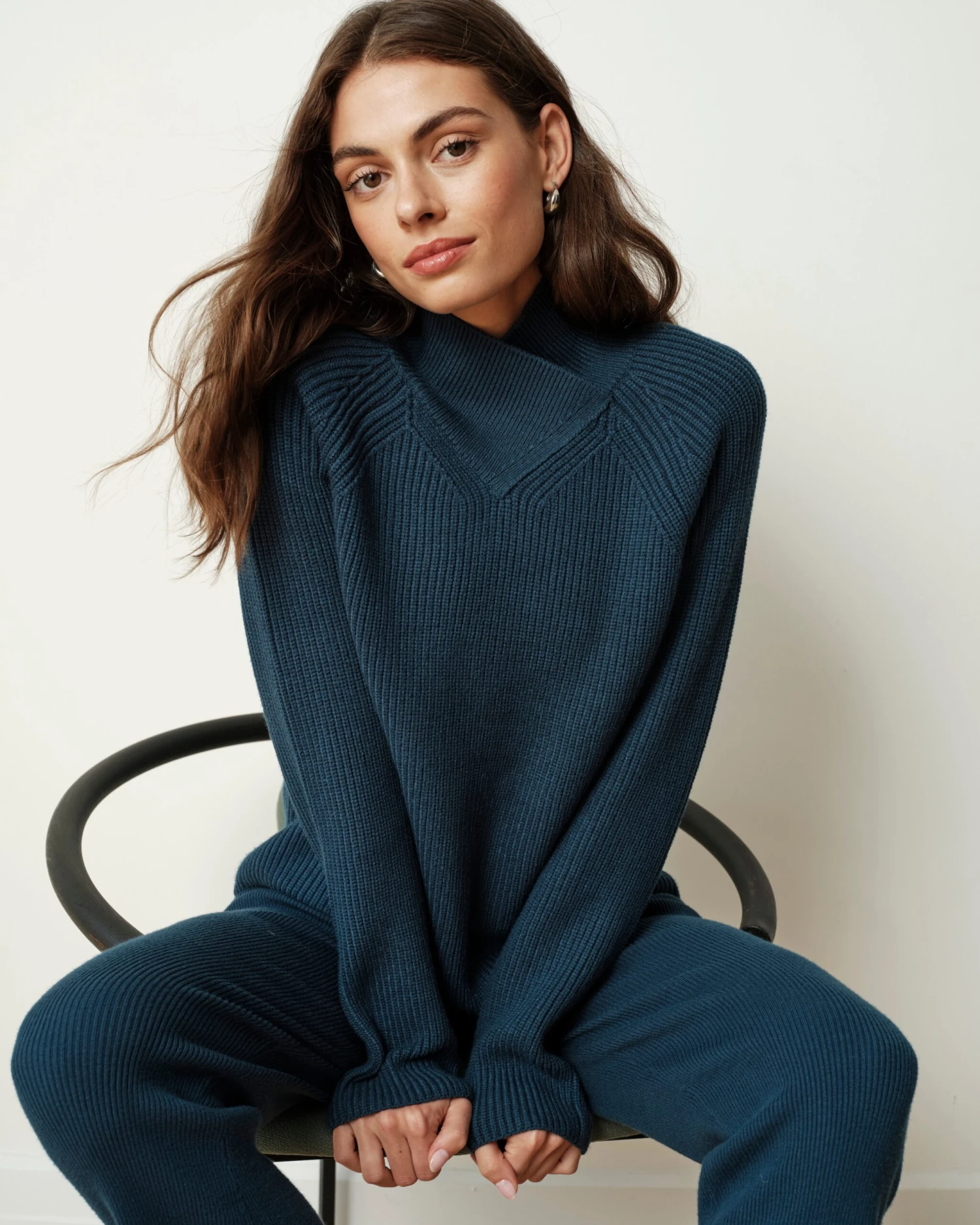 Wrap Neck Sweater for Women - Deep Teal Cozy Knit Pullover 4 Wrap Neck Sweater for Women - Deep Teal Cozy Knit Pullover - Image 2