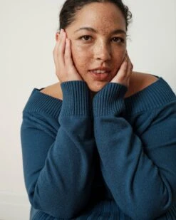 Noomi Cold Shoulder Sweater - Deep Teal Knit Pullover -UNIVERSAL STANDARD US September Sweaters0370