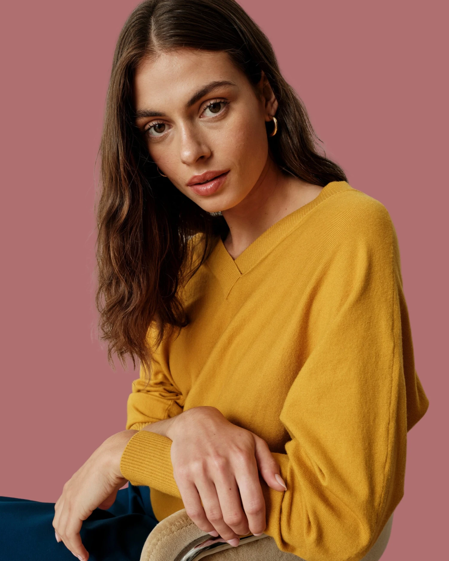 Savvy Fine Knit Sweater Blouse - Mustard 4 Savvy Fine Knit Sweater Blouse - Mustard - Image 2