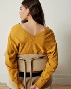 Savvy Fine Knit Sweater Blouse - Mustard