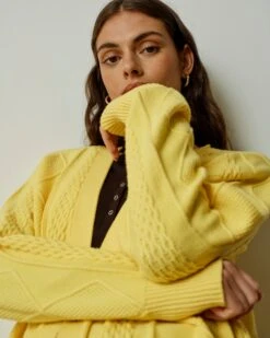 Soft Aran Cable Knit Cardigan - Luxe Cashmere Feel Sweater in Banana Pudding 11 Soft Aran Cable Knit Cardigan - Luxe Cashmere Feel Sweater in Banana Pudding -UNIVERSAL STANDARD US September Sweaters0902