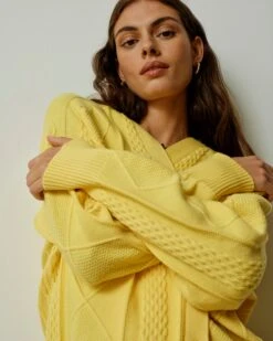 Soft Aran Cable Knit Cardigan - Luxe Cashmere Feel Sweater in Banana Pudding 12 Soft Aran Cable Knit Cardigan - Luxe Cashmere Feel Sweater in Banana Pudding -UNIVERSAL STANDARD US September Sweaters0914