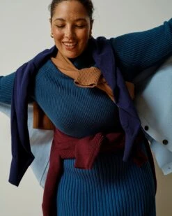 Wrap Neck Sweater for Women - Deep Teal Cozy Knit Pullover 17 Wrap Neck Sweater for Women - Deep Teal Cozy Knit Pullover -UNIVERSAL STANDARD US September Sweaters0965