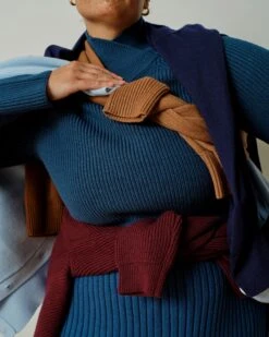 Wrap Neck Sweater for Women - Deep Teal Cozy Knit Pullover 13 Wrap Neck Sweater for Women - Deep Teal Cozy Knit Pullover -UNIVERSAL STANDARD US September Sweaters0969