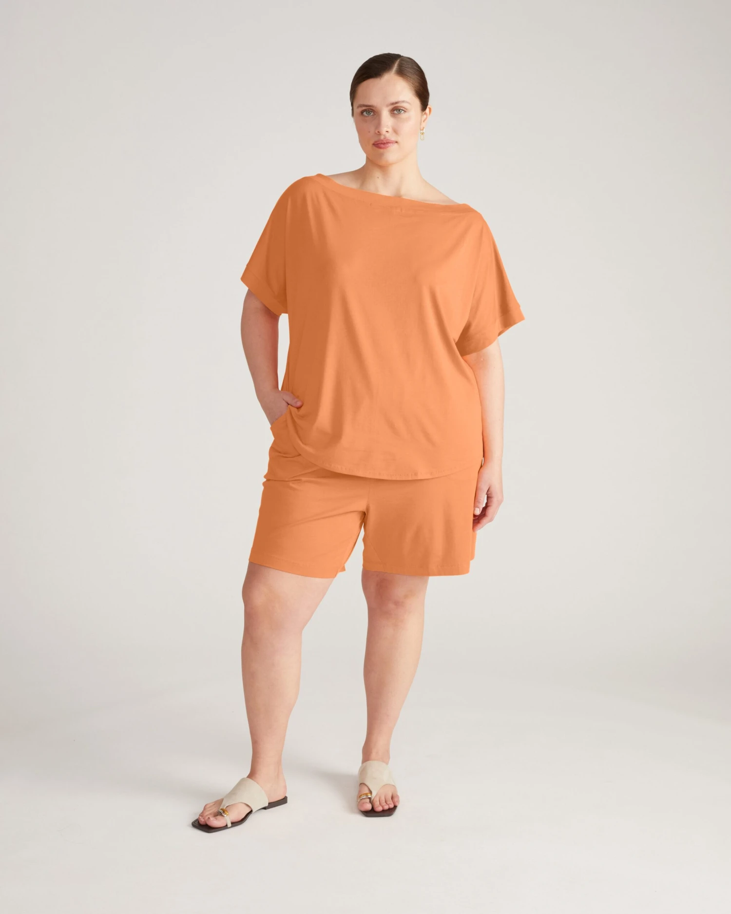 UltimateS Dolci Short Sleeve Top - Sustainable Loungewear in Melon 3 UltimateS Dolci Short Sleeve Top - Sustainable Loungewear in Melon