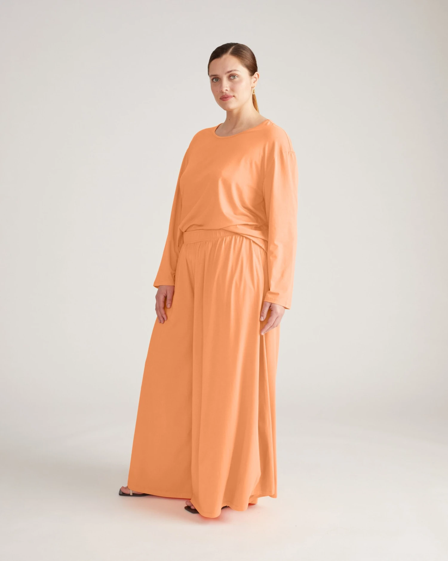 Soft Long Sleeve Lounge Tee - Melon Relaxed Fit Crew Neck - Image 2