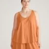 Flowy Lounge Tank Top - Soft Scoop Neck Sleeveless Top in Melon -UNIVERSAL STANDARD Ultimates Trisha Lounge Tank Melon USLG1826 910 001 065