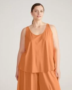 Flowy Lounge Tank Top - Soft Scoop Neck Sleeveless Top in Melon