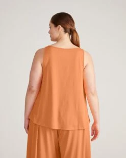 Flowy Lounge Tank Top - Soft Scoop Neck Sleeveless Top in Melon -UNIVERSAL STANDARD Ultimates Trisha Lounge Tank Melon USLG1826 910 003 078