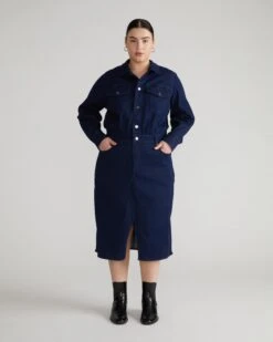 Dakota Stretchy Denim Dress - Dark Indigo Jean Jacket Style
