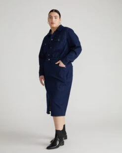 Dakota Stretchy Denim Dress - Dark Indigo Jean Jacket Style 8 Dakota Stretchy Denim Dress - Dark Indigo Jean Jacket Style -UNIVERSAL STANDARD Updated Denim Dress Dark Indigo USDR1541 008 003 119