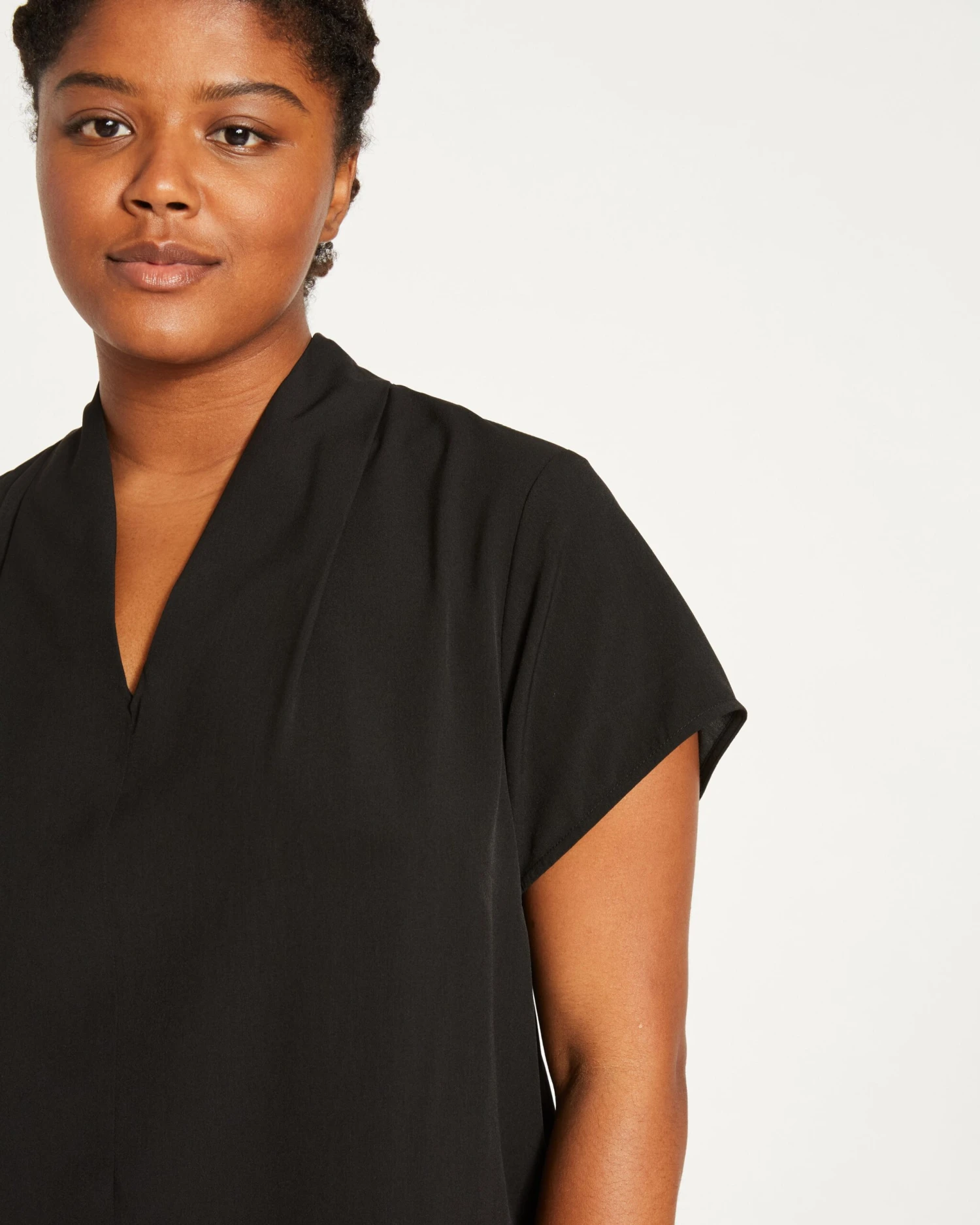 Better-Than-Silk V-Neck Top - Black 4 Better-Than-Silk V-Neck Top - Black - Image 2