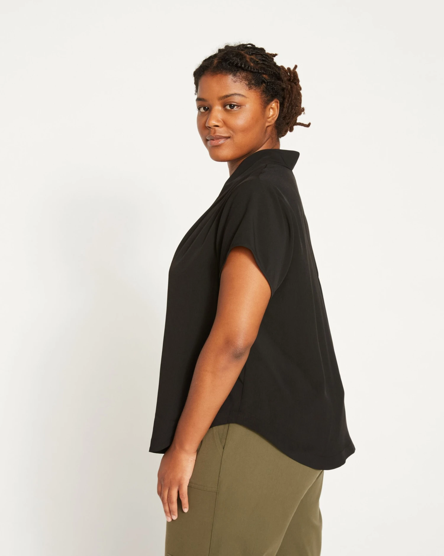 Better-Than-Silk V-Neck Top - Black 5 Better-Than-Silk V-Neck Top - Black - Image 3