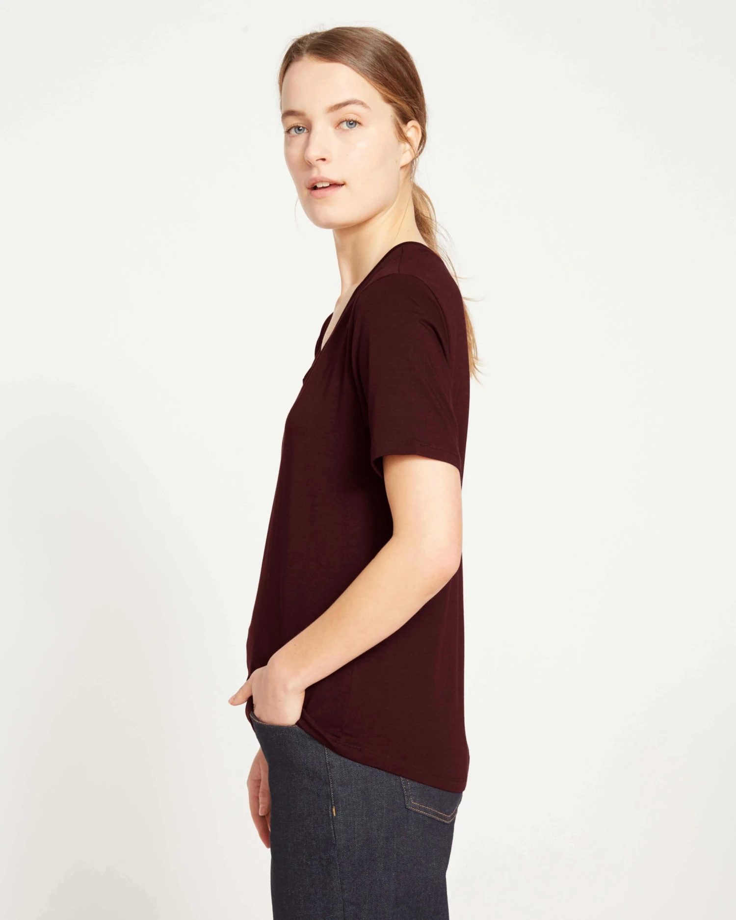 Premium Peruvian Cotton V-Neck T-Shirt - Black Cherry V Rex Edition 5 Premium Peruvian Cotton V-Neck T-Shirt - Black Cherry V Rex Edition - Image 3