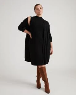 Savvy Black Double Knit Sweater Cardigan - Open Front Layering Piece