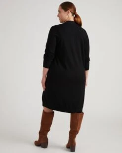 Savvy Black Double Knit Sweater Cardigan - Open Front Layering Piece 7 Savvy Black Double Knit Sweater Cardigan - Open Front Layering Piece -UNIVERSAL STANDARD Workwear Sweater Cardigan Black USSW1773 001 003 030