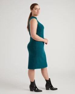 Savvy Double Knit Sweater Dress in Deep Sea -UNIVERSAL STANDARD Workwear Sweater Dress Scarab USSW1772 143 003 045