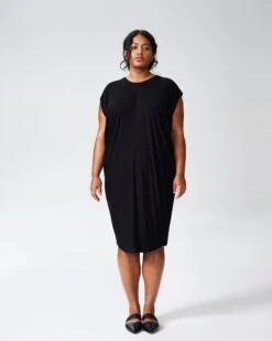 Carrea Relaxed Liquid Jersey Dress - Black