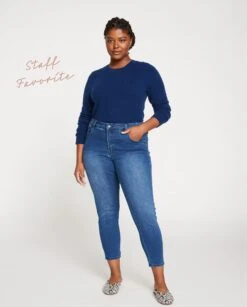 Mid Rise Skinny Jeans - Seine 27 Inch True Blue Stretch Denim