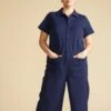 Kate Stretch Cotton Twill Jumpsuit - Navy 2 Kate Stretch Cotton Twill Jumpsuit - Navy -UNIVERSAL STANDARD kate stretch cotton twill jumpsuit navy MAIN