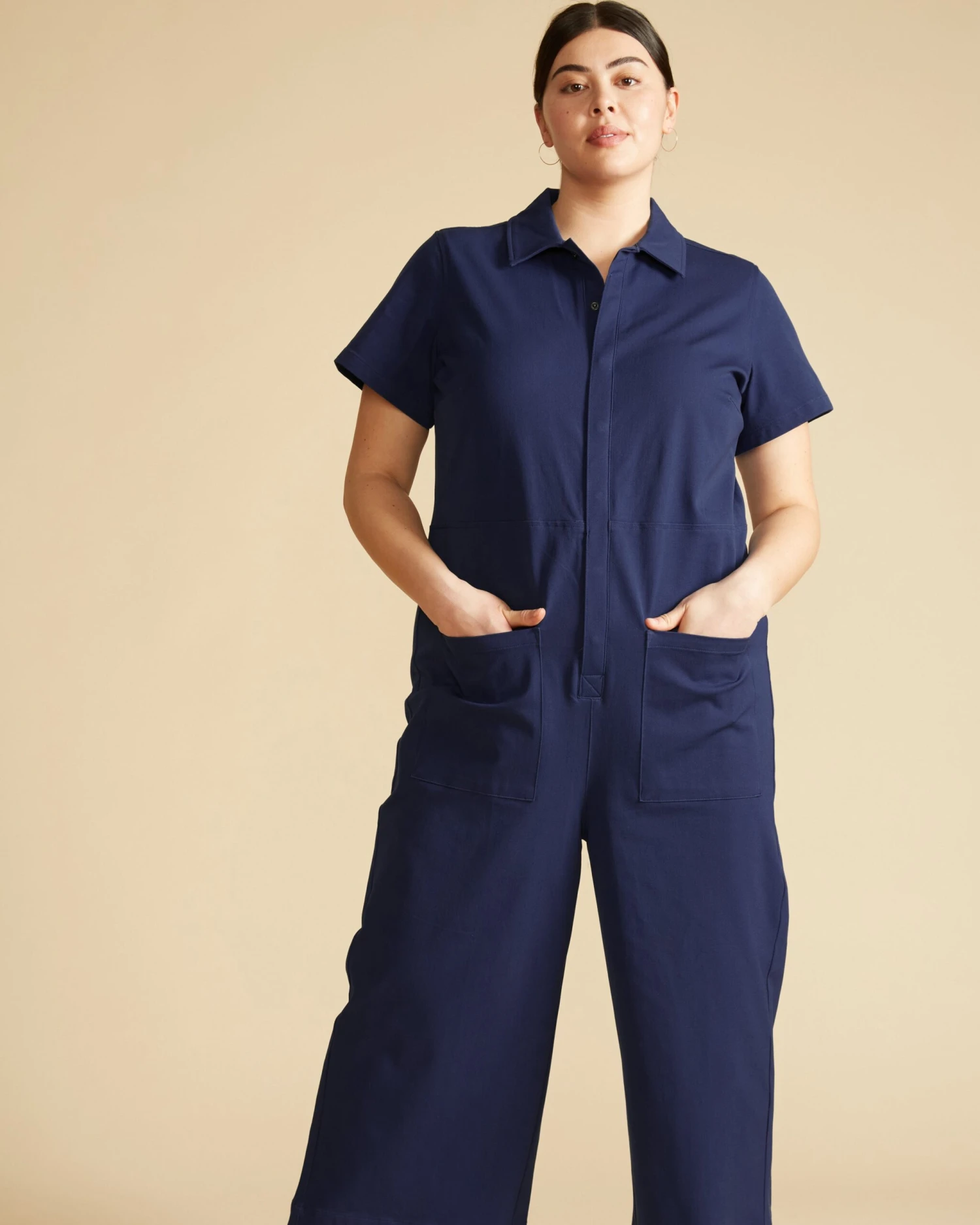 Kate Stretch Cotton Twill Jumpsuit - Navy 3 Kate Stretch Cotton Twill Jumpsuit - Navy