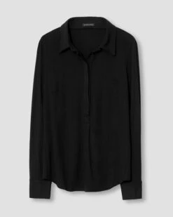 Elbe Popover Liquid Jersey Shirt Classic Fit - Black 15 Elbe Popover Liquid Jersey Shirt Classic Fit - Black -UNIVERSAL STANDARD knit elbe shirt black USTO0391 001