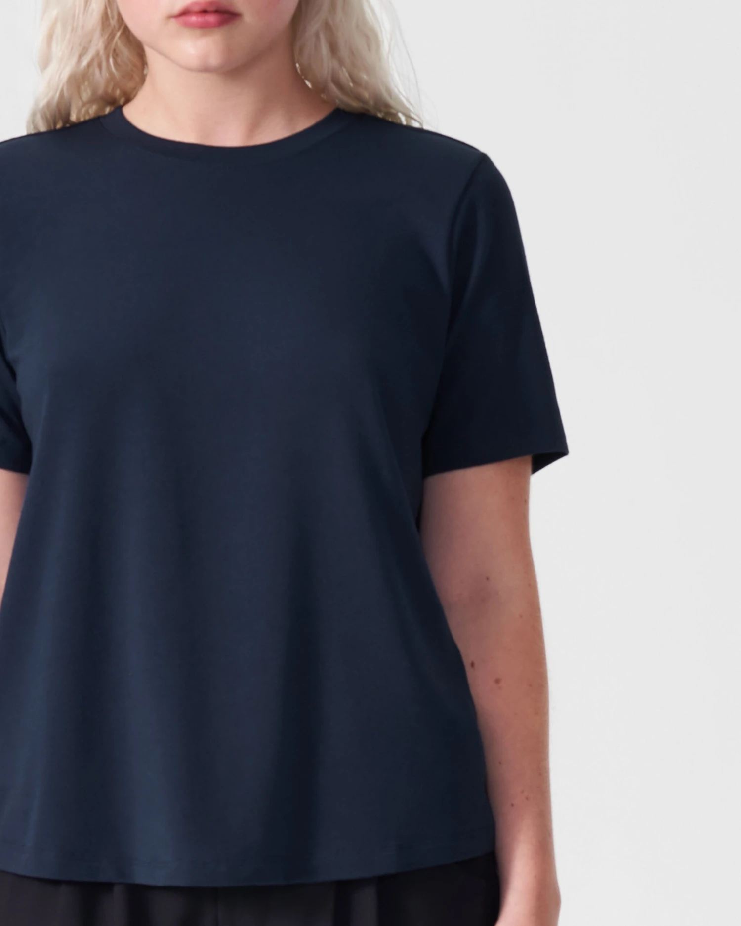 Petite Premium Navy Cotton Modal T-Shirt - Perfect Fit Short Sleeve 5 Petite Premium Navy Cotton Modal T-Shirt - Perfect Fit Short Sleeve - Image 3