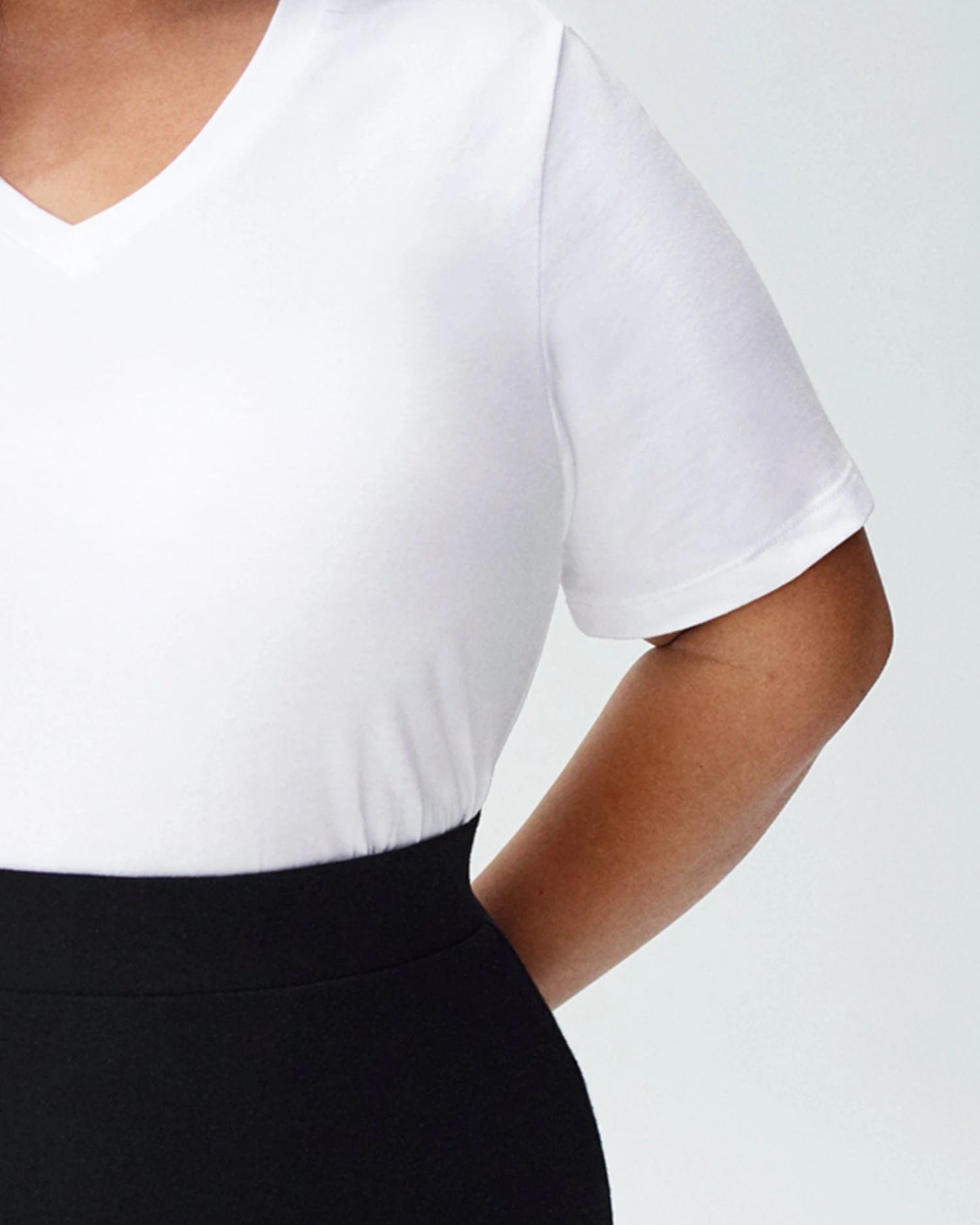 White Petite V-Neck T-Shirt - Premium Peruvian Cotton Tee 5 White Petite V-Neck T-Shirt - Premium Peruvian Cotton Tee - Image 3