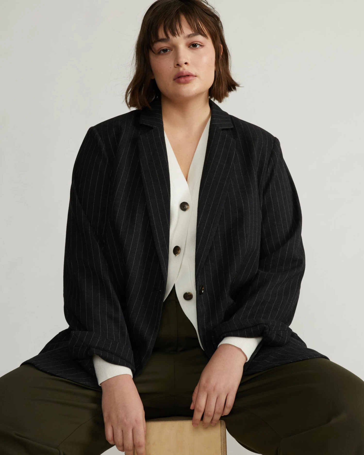 The Pinstripe Blazer - Graphite 3 The Pinstripe Blazer - Graphite