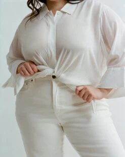 Flowy White Hi-Low Button-Down Tunic