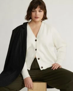 Ultra-Soft Cream Knit Cardigan - Washable Cashmere Alternative